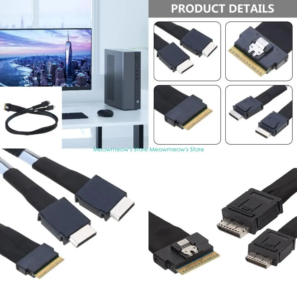 

W91A SlimSAS 8X to 2x OCulink 4X, SFF-8654 8i to SFF-8611 4X 4ix2 Converters Cable