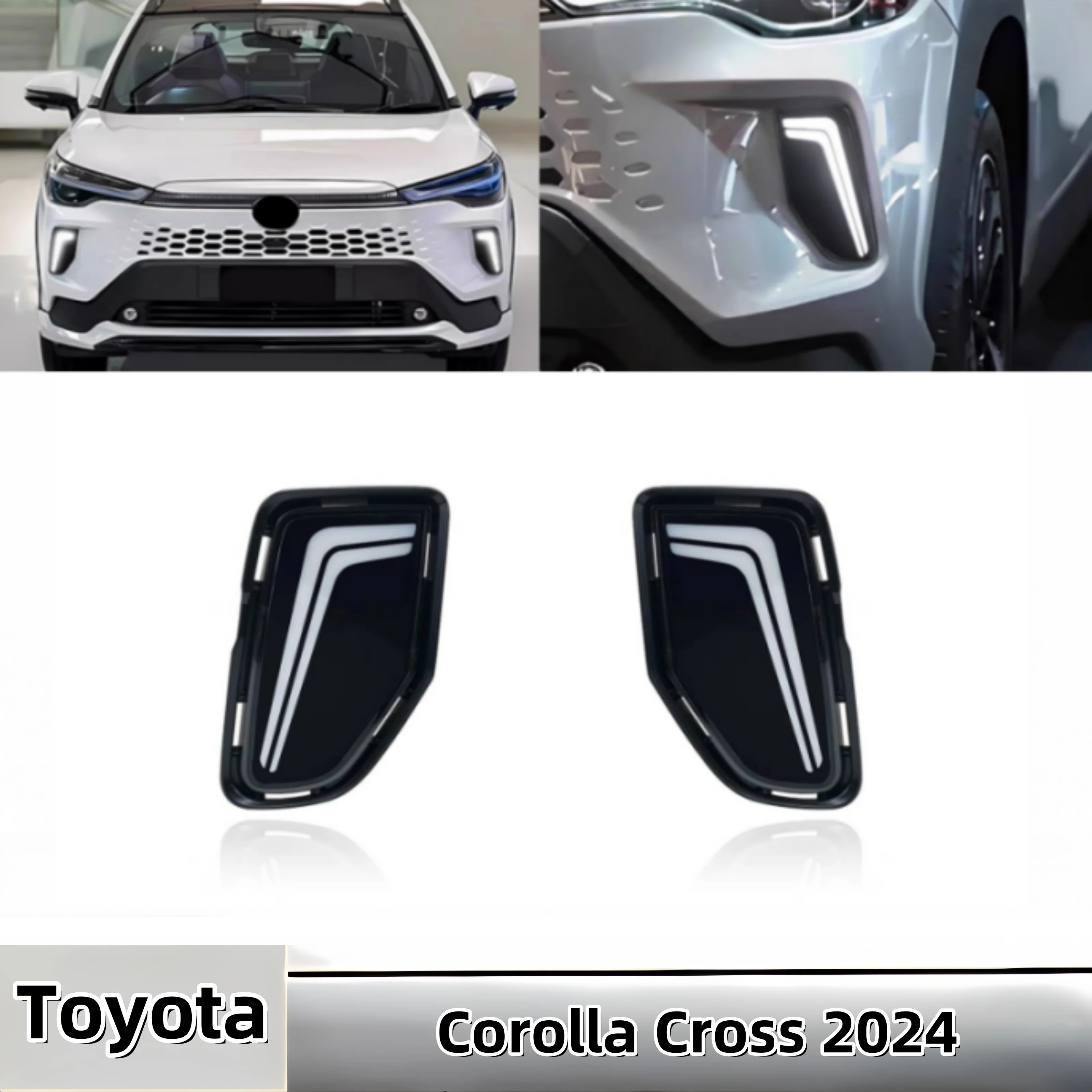 

For Toyota Corolla Cross 2024 Car LED DRL Daytimes Running Light Daylights wtih Dynamic Turn Signal Driving Fog Lamp cover