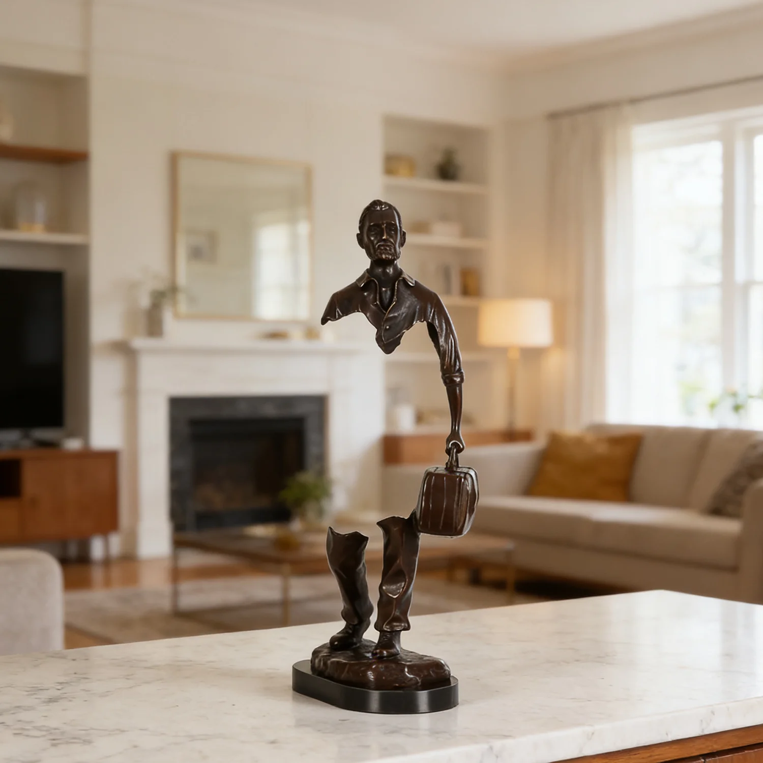 Bronze Traveler Man Statue Figurine Abstract Famous Bruno Catalano Sculpture Handmade Home Office Decoration