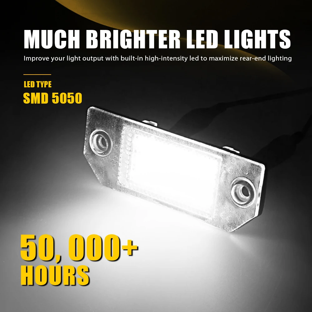 2Pcs/Set License Plate Number Light Car Fit Ford Focus 2004 2005 2006 2007 2008 2009 2010 2011 Car Products License Plate Lights