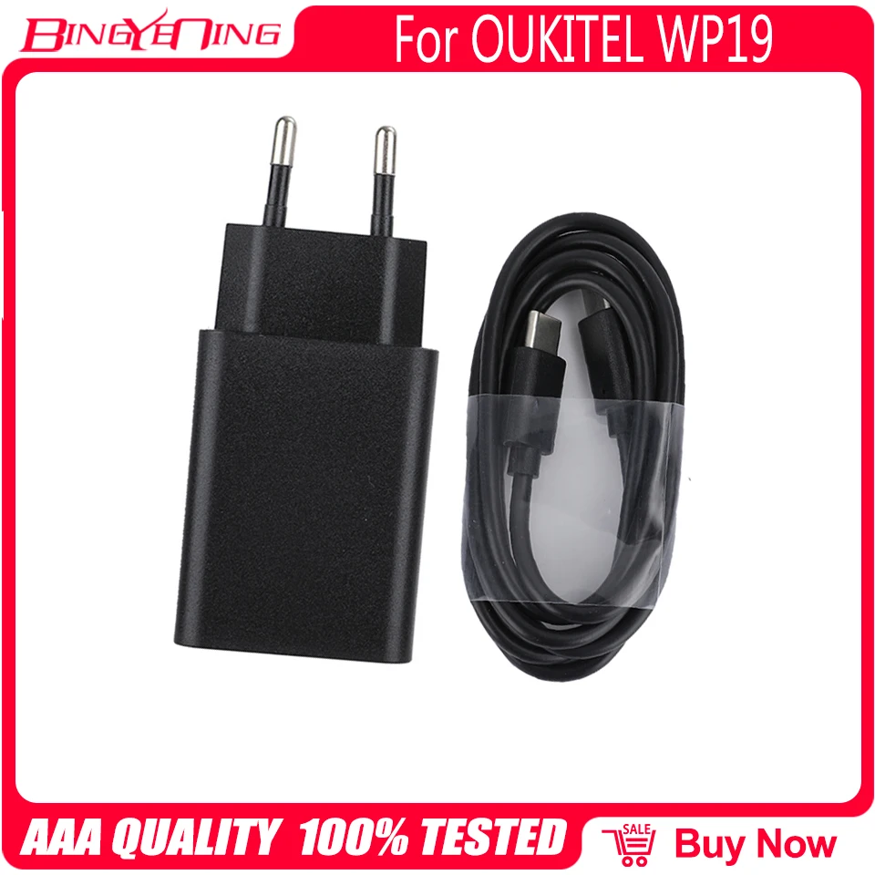 For OUKITEL WP19 Charger 100% Original New Official Quick Charging Adapter + USB Cable Data Line For OUKITEL WP19