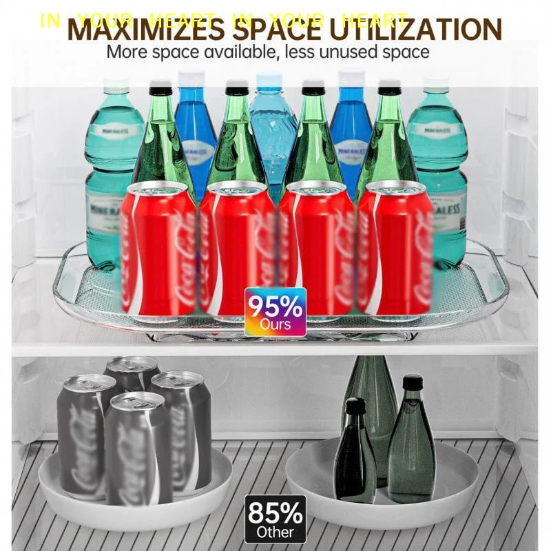 【X】Refrigerator Storage Turntable 360 Degree Rotating Tray Easy Access Non Skid Organizer for Kitchen Cabinet Countertop