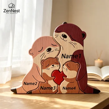 Otter Family Wood Puzzle Decor 1