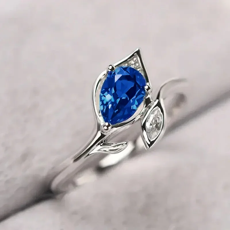 CAOSHI Versatile Luxury Women\'s Rings Elegant Brilliant Blue Cubic Zirconia Fancy Birthday Gift Chic Wedding Lady\'s Jewelry