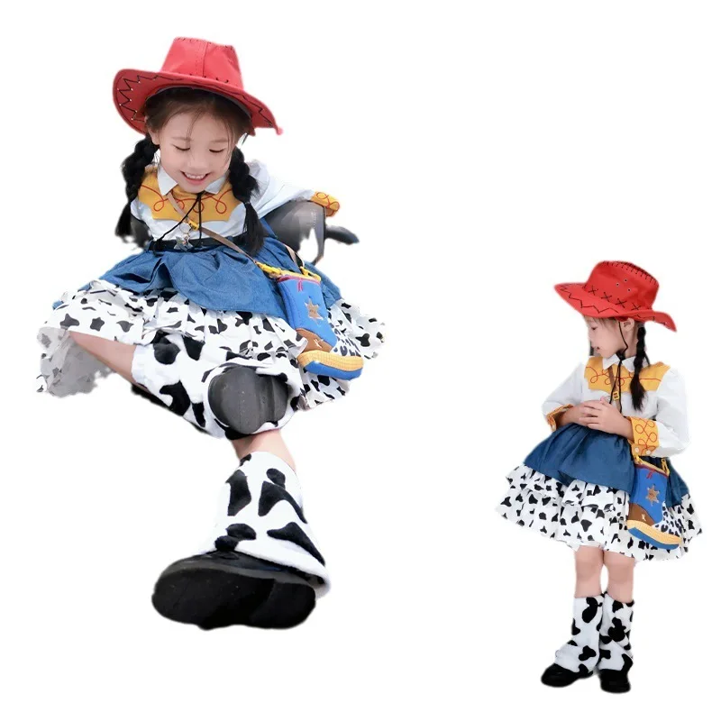 Disney Toy Story Woody Jessie Buzz Lightyear Cosplay Girl Dress Anime Halloween Performance Costume Lolita Cartoon Cute Kid Gift