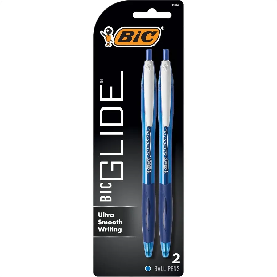 

Glide Blue Retractable Ballpoint Pens Medium Point 1.0mm 2Count Pack Ultra Smooth Writing Blue Pens