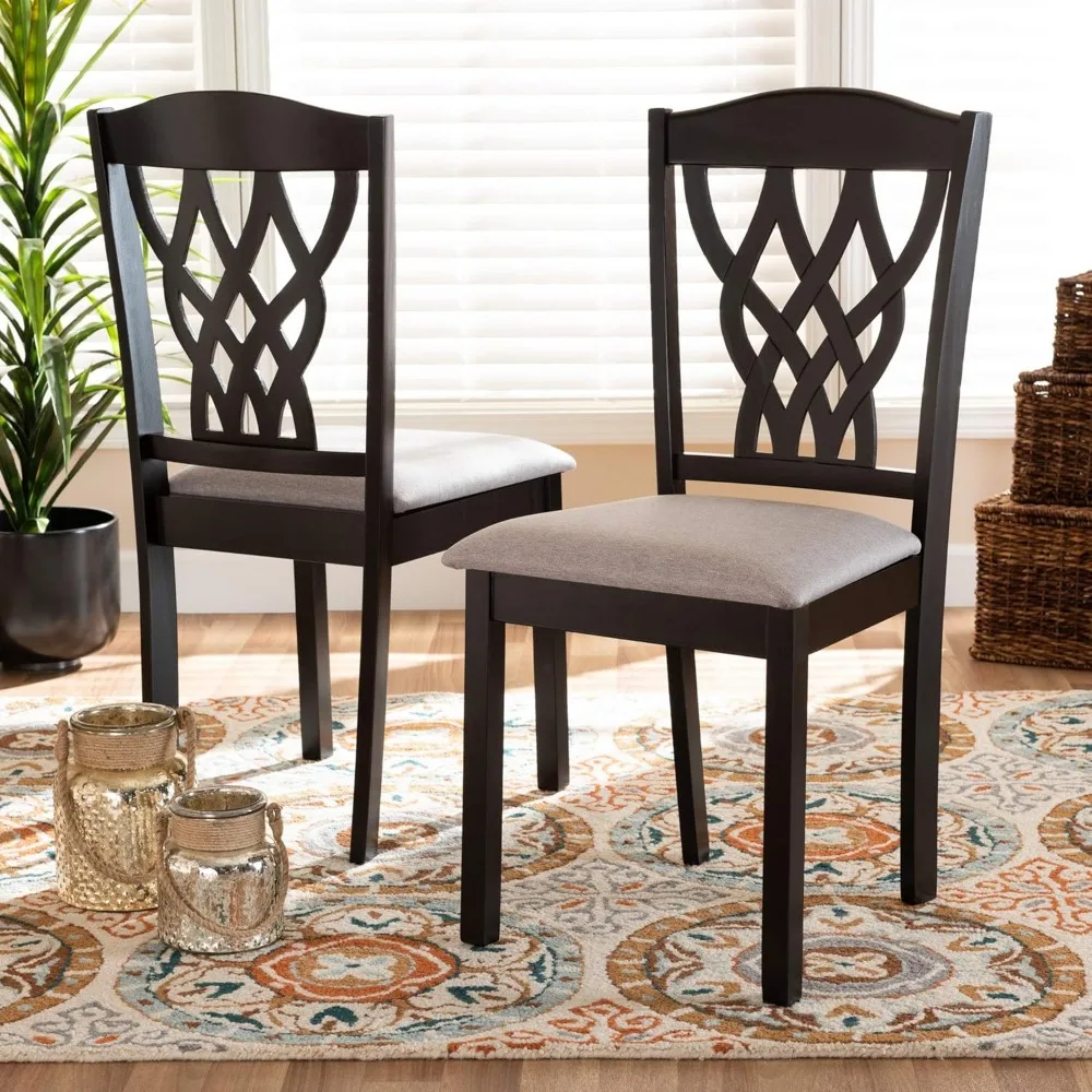 

Studio Delilah Modern and Contemporary Grey Fabric Upholstered and Dark Brown Finished Wood 2-Piece Dining Chair Set