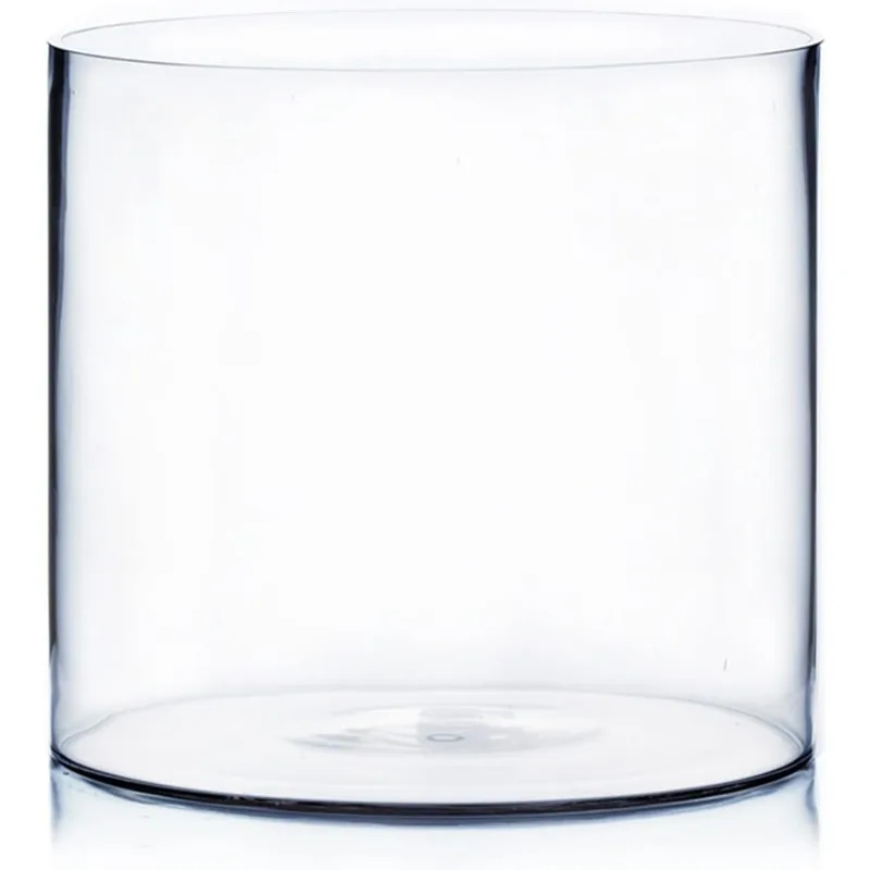 

Cylinder Vase, Width 10", Height 10", Clear Wide Large Diameter Flower Glassware, Floral Container, Planter Terrarium