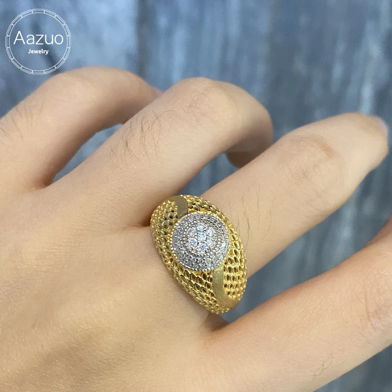 Aazuo Vintage Real Jewelry 18K Solid Yellow Gold Real Diamond 0.30ct  Ring Gifted For Woman Deluxe Banquet Fashion Jewelry Au750