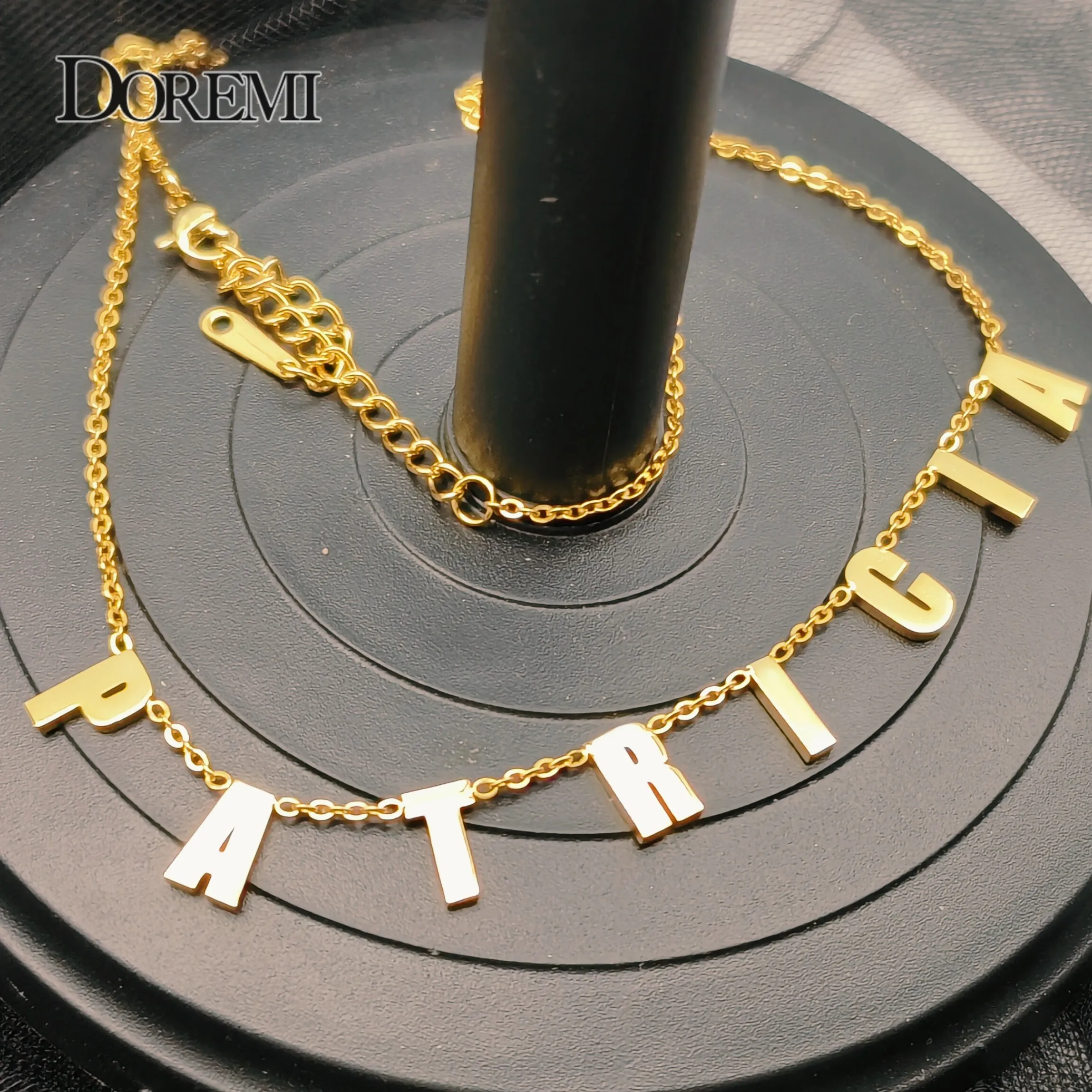 

DOREMI 10MM Stainless Letter Necklace Custom Name Pendant Necklaces Personalized Initials Chain With Names For Women ChristGifts