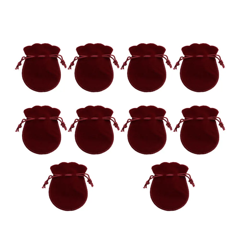 

10Pcs Colored Jewelry Storage Bags Drawstring Pouches Durable Flannel for Home Gift Wrap Wedding Party Organizer