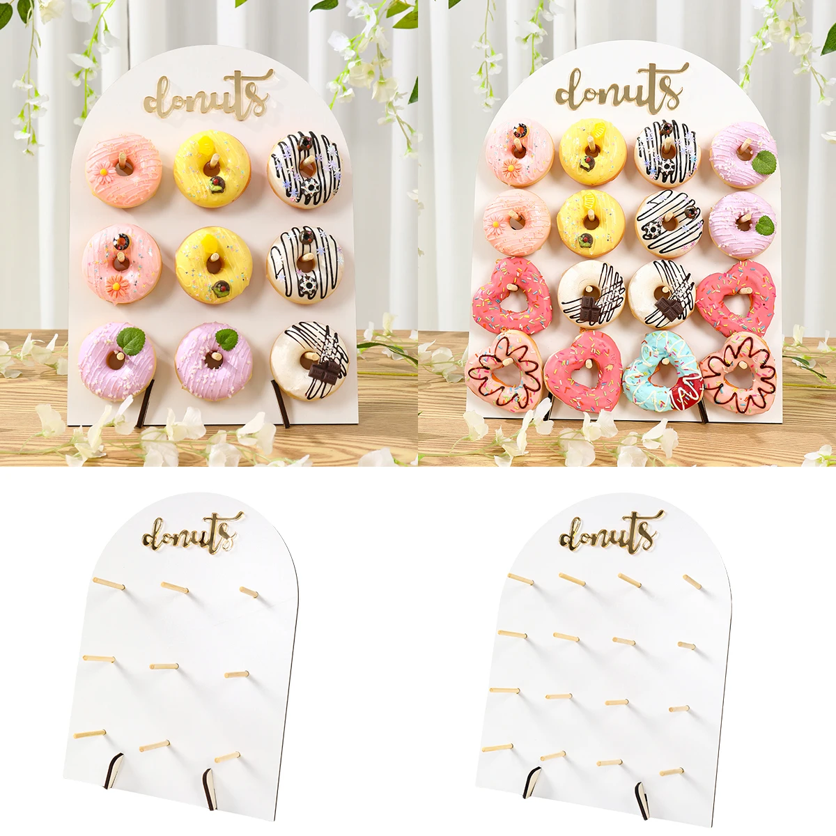حامل حائط على شكل دونات خشبي، حامل ديكور زفاف ريفي، عرض دونات للأطفال، ديكور حفلات أعياد الميلاد السعيدة، مستلزمات استحمام الطفل #6