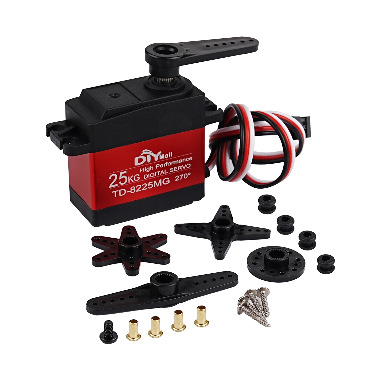 Servo digital TD-8225MG 25KG 180 °   270 °   360 °   Peças servo de engrenagem de metal do motor de escova de carbono para 1/8 1/10 1/12 RC carros barco braço robótico