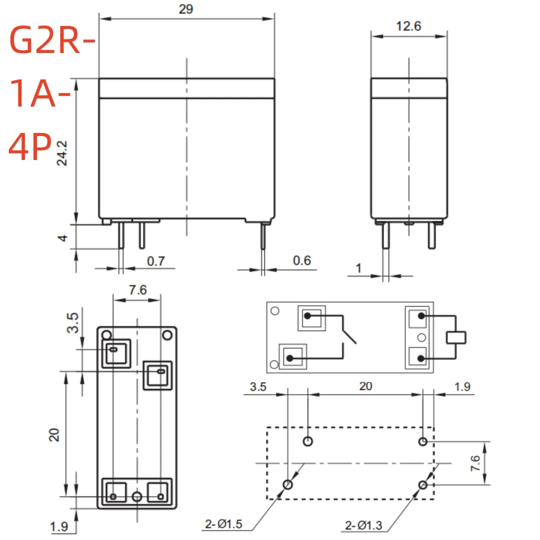 New G5JS-1A-NT 12VDC (G2R-1A-4P-12V-16A) Relay 4 pins