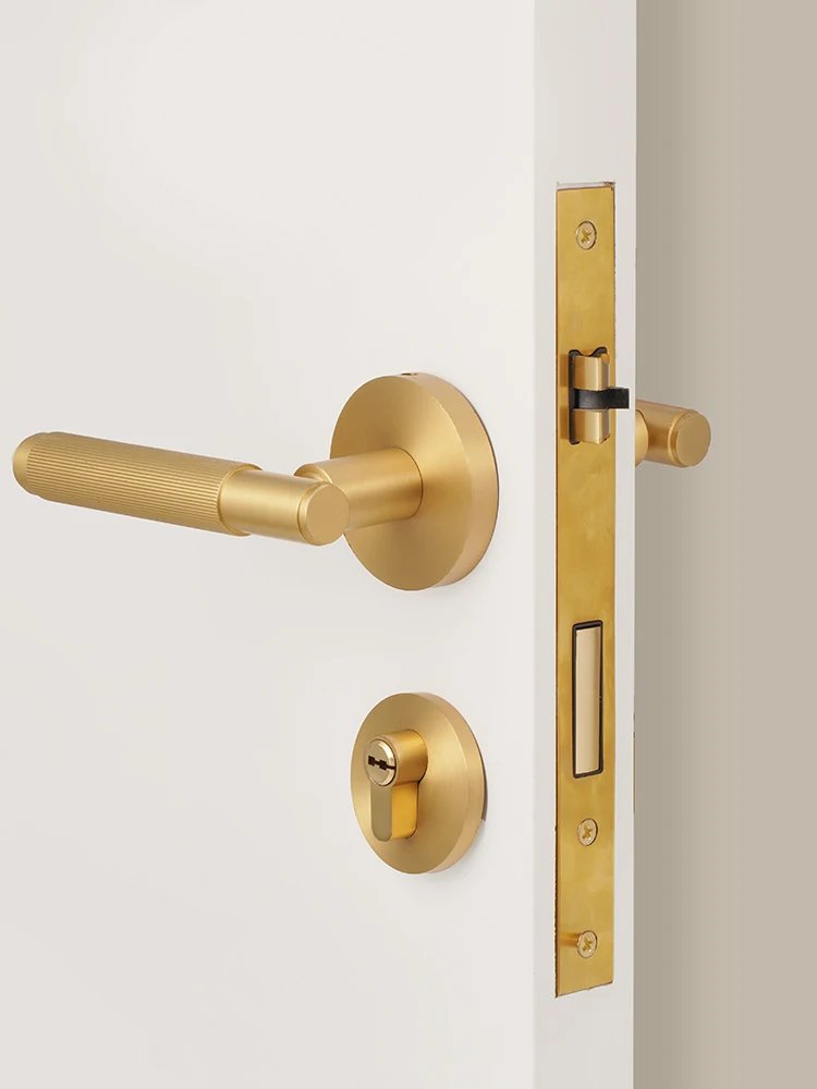 Dooroom Brass Stripe Door Lock Set Modern Interior Linear Hardware Bedrooms Living Rooms Bathrooms