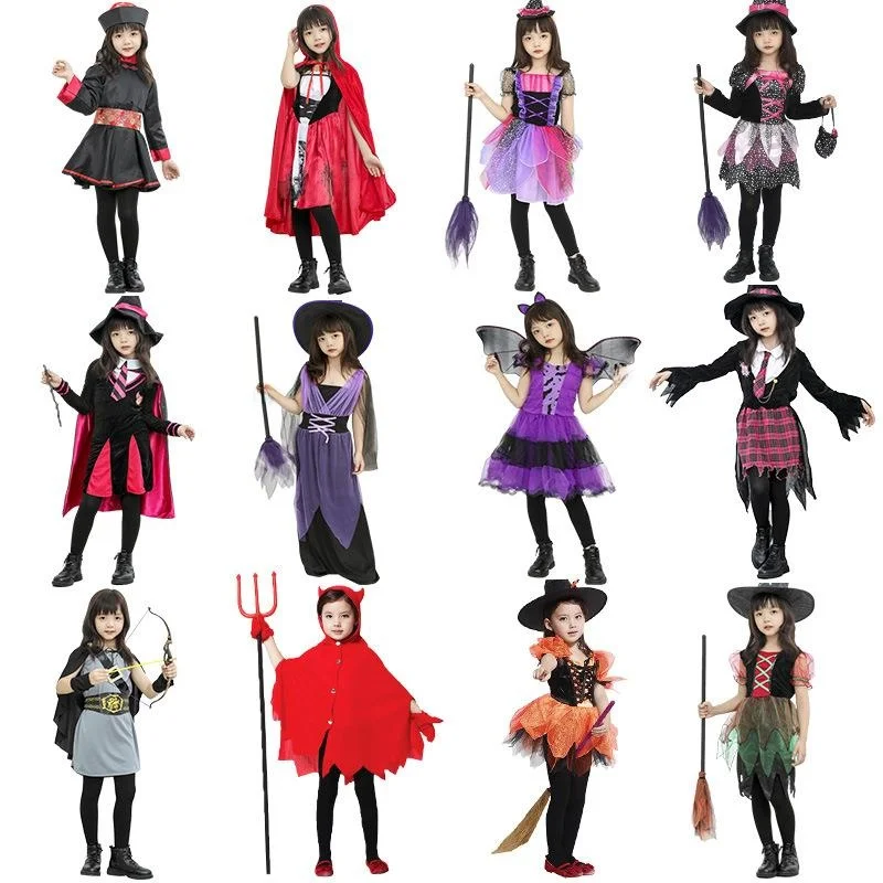 loween Children's Girls' Witch Cloak Costume Ethnic Stage Wear Spring 2023 No Brand Registered Trademark