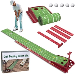 Estera de Golf de madera con retorno automático de pelota, alfombrilla de práctica de Golf para interiores, alfombrilla de terciopelo, Ayuda de entrenamiento de Putting