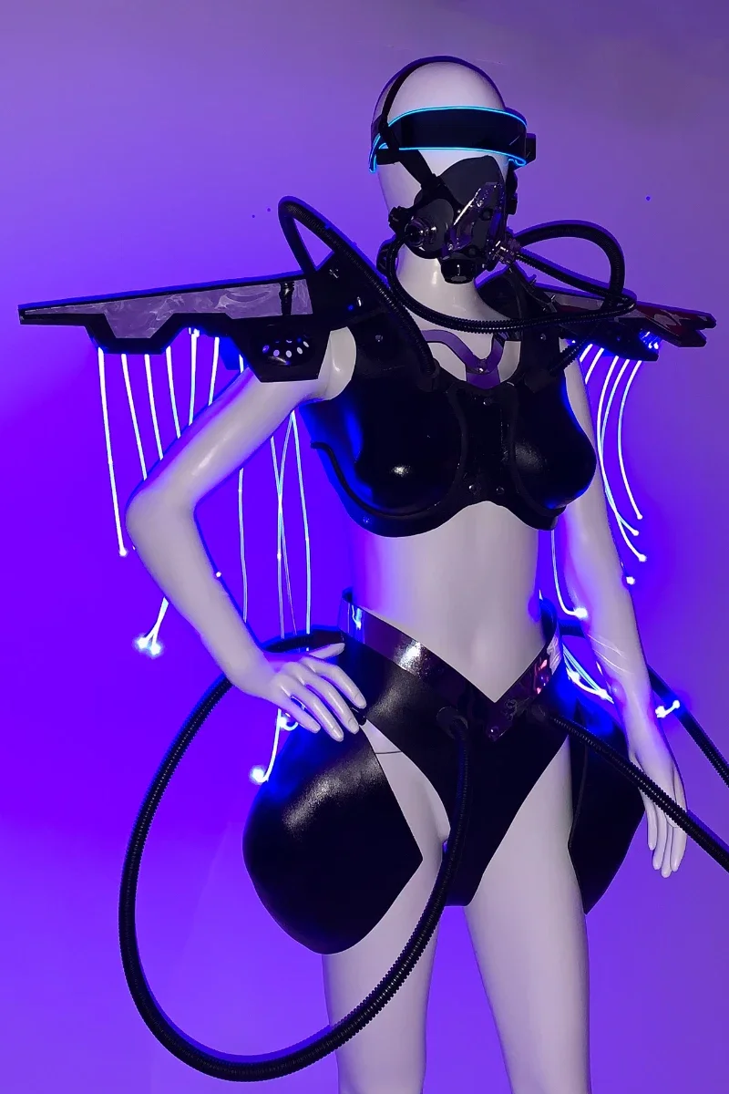 Новый светящийся в темноте костюм для вечеринки в стиле киберпанк для ночного клуба, костюм для выступления в баре.