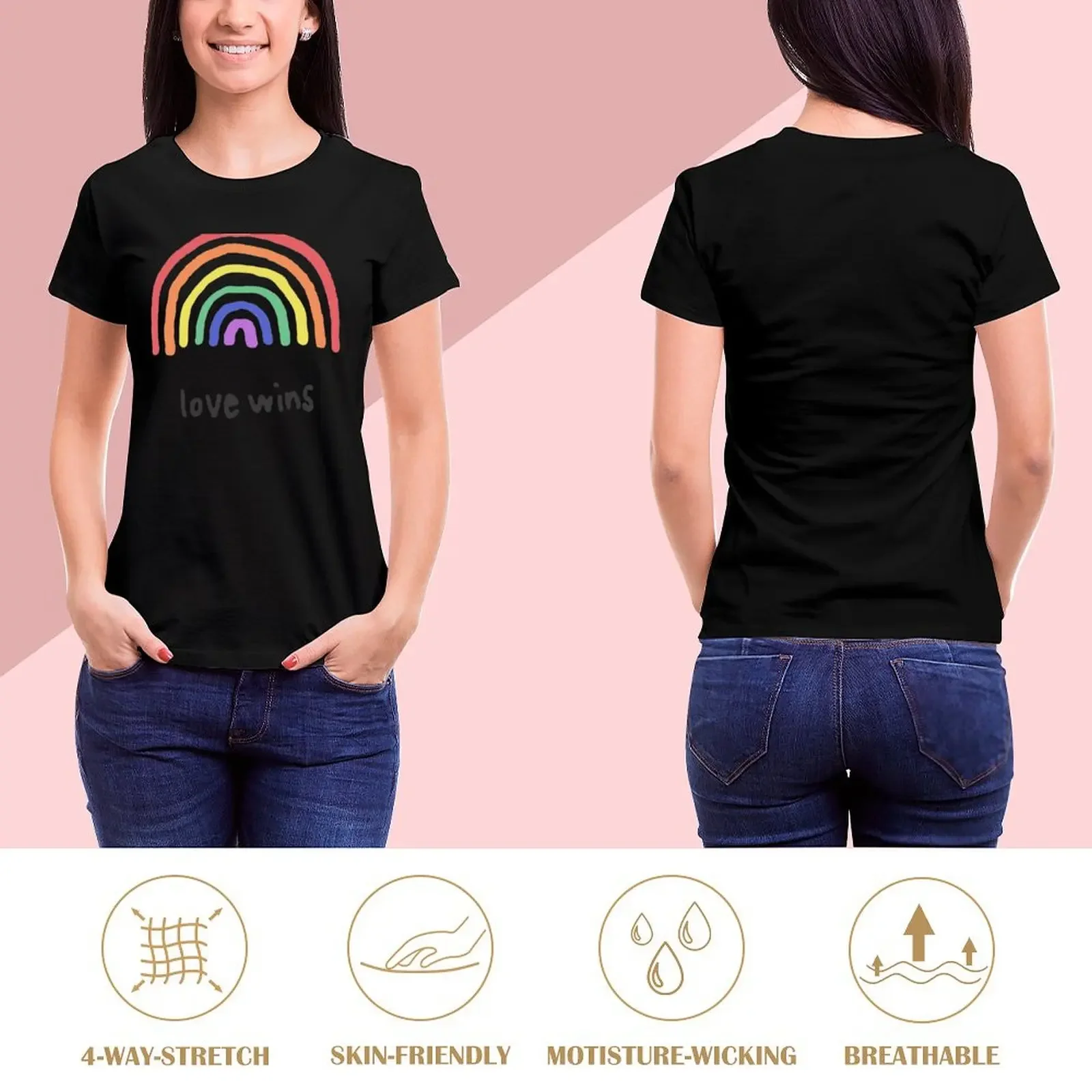 LGBTQA+ PRIDE [Love Wins] T-Shirt tops quick drying kawaii clothes Summer Women's clothing