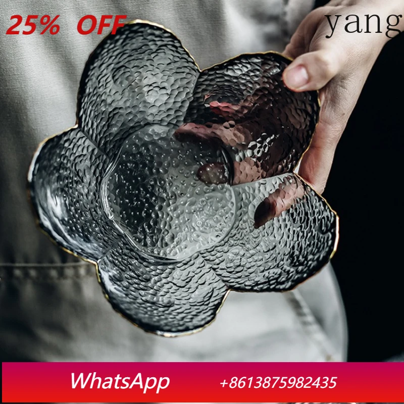 

LMM transparent Phnom Penh irregular household salad bowl fruit bowl hammer eye pattern glass bowl