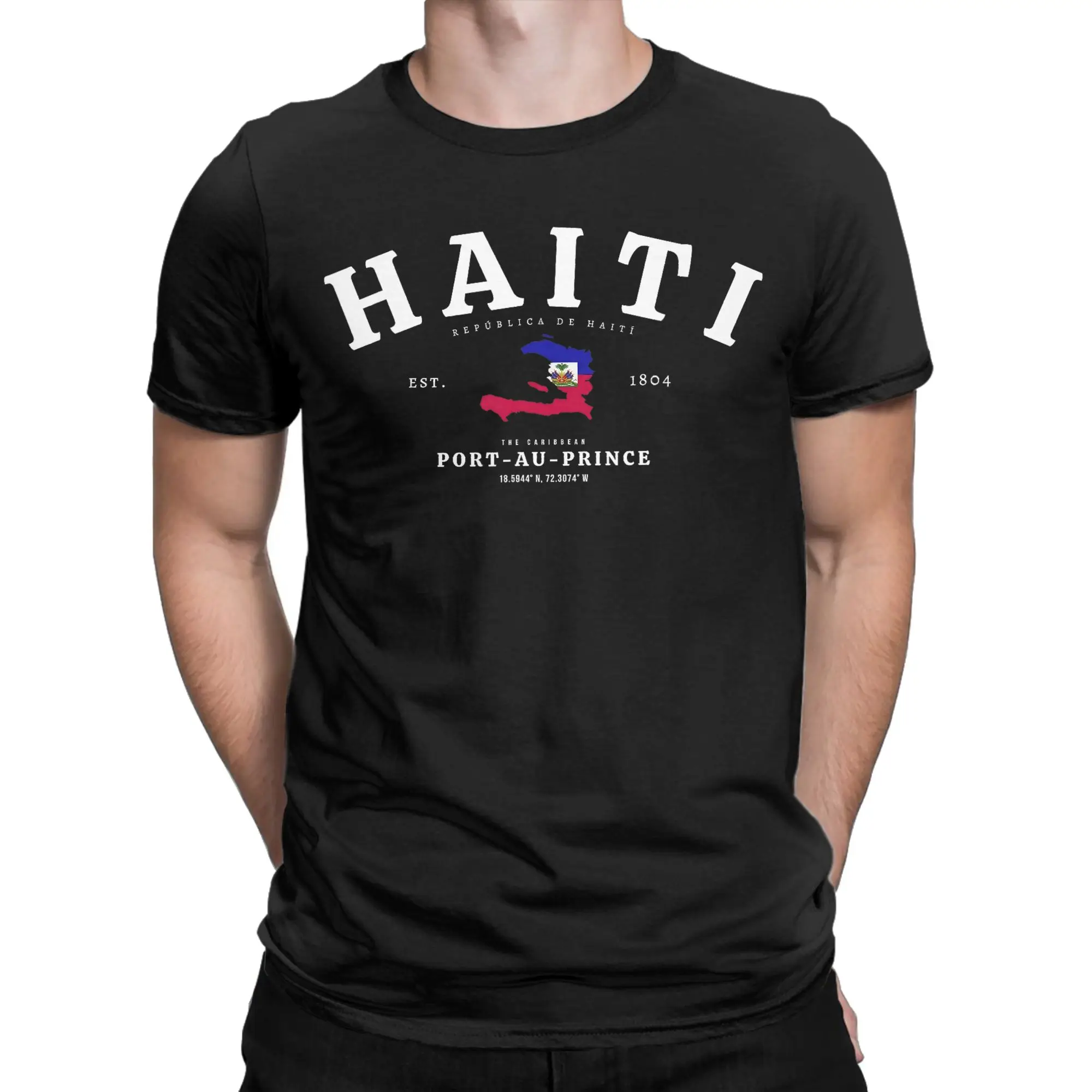 Couple T-Shirt Haitian Flag T Shirts Fashion  Beach Tees Y2K Basic Pure Cotton Tops Plus Size