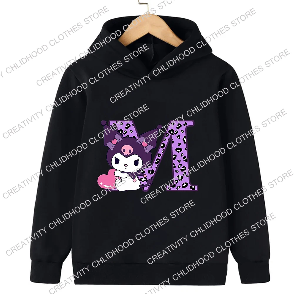 Kuromis Letter A B C Children Hoodies Name Combination Sweatshirt Kawaii Pullover Anime Cartoons Casual Clothes Girl Boy Kid Top