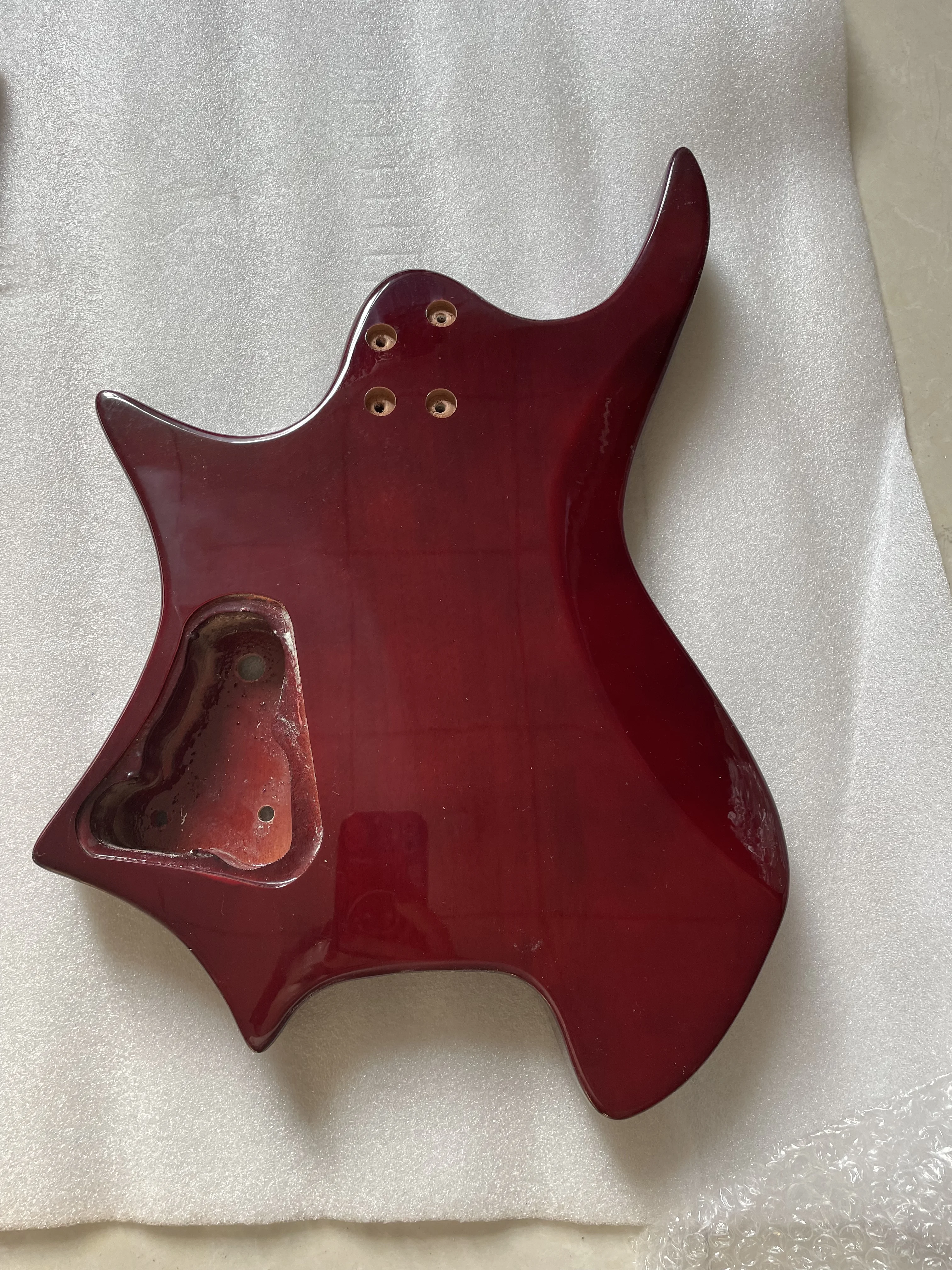 Headless Electric Guitar Body Gloss Finished Basswood Flame Maple Veneer, Rare Beautiful Purple Sunset Color, Only One!, 24 Fret