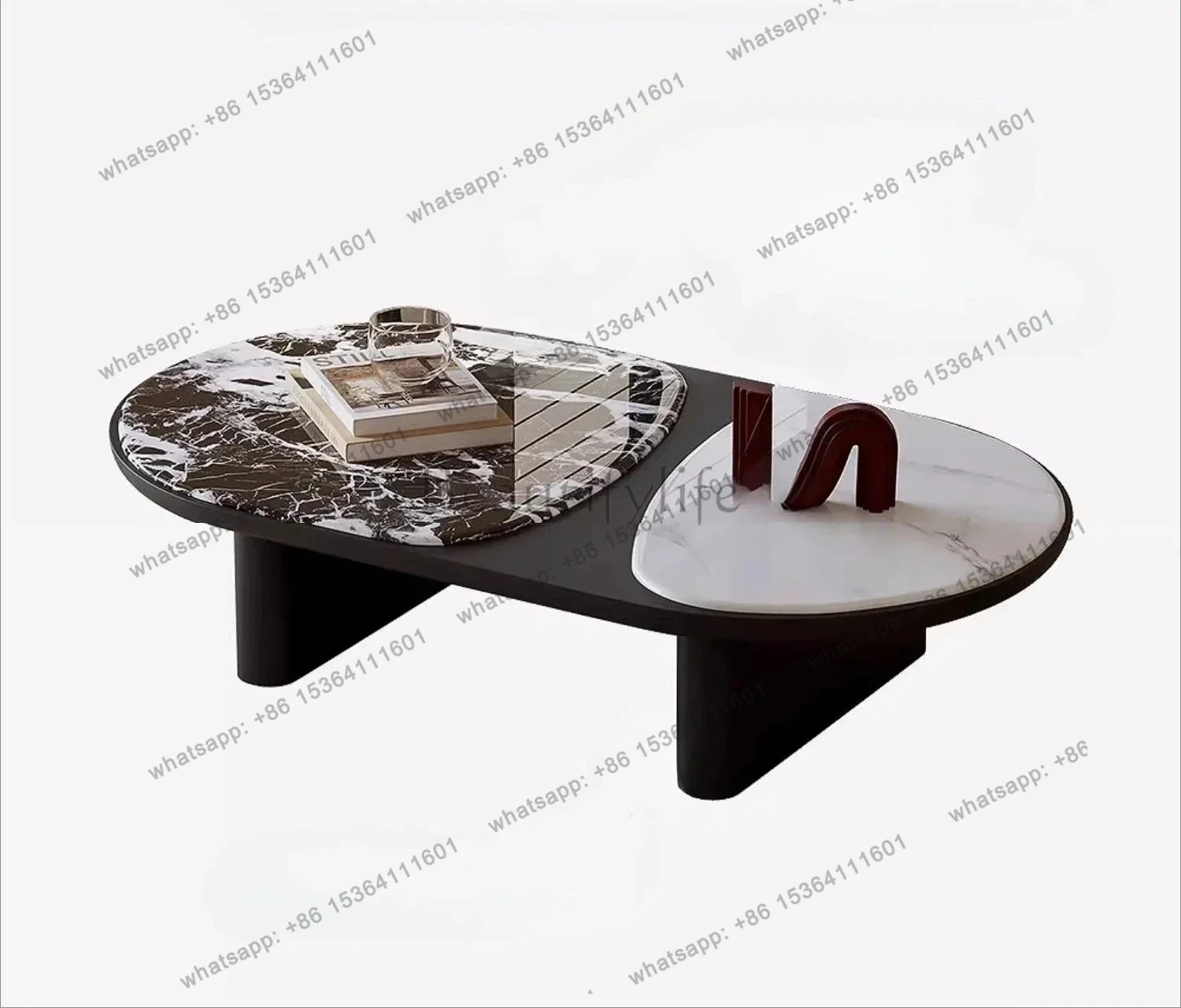 

Italian minimalist marble coffee table oval new high-end light luxury household living room small apartment