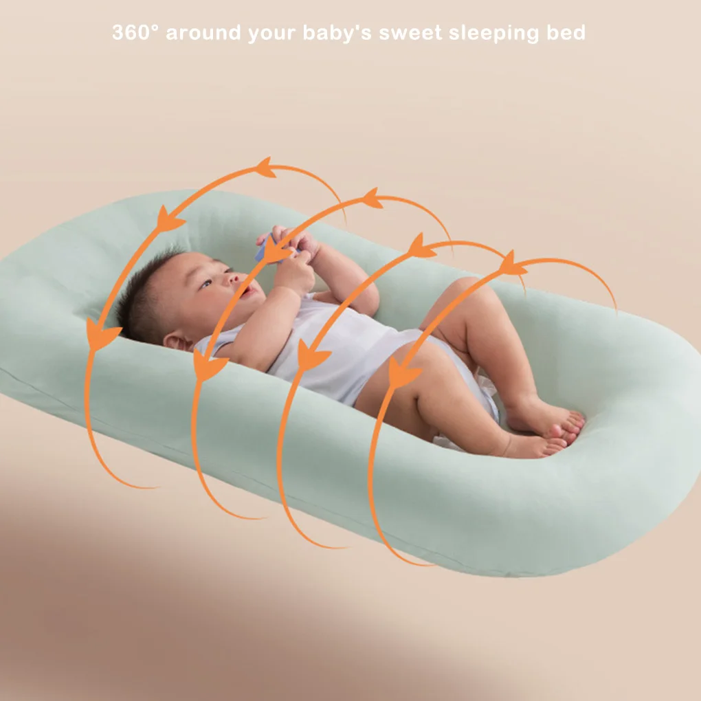 Home Soft Breathable Newborn Baby Lounger Infant Nest Bassinet Removable Cover Girls Ergonomic Crib Back Supporting Bed