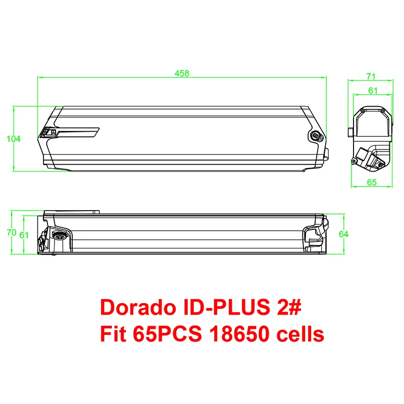 ID-PLUS Dorado Caixa de Bateria Fit 52PCS 65PCS 18650 Células 36V 48V Dorado ID PLUS Caixa Tira De Níquel 30A BMS Para DIY E-Bike Bateria