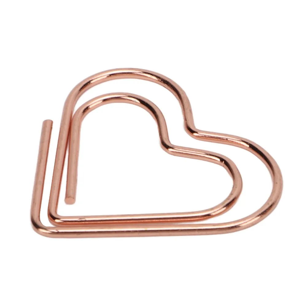 Immagine 6: 100 Pezzi Graffette Decorative a Forma di Cuore Elettroplaccate con Scatola, Graffette Carine Portatili 24*22mm per Ufficio e Casa