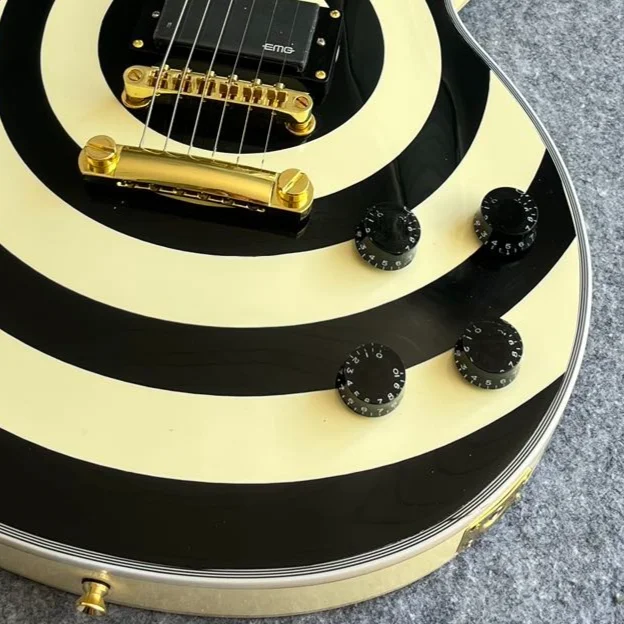 Aged Zakk Bullseye LPW E-Gitarre EMG‑HH Active Humbucker Cream Bullseye Solid Body Gitarre für Bühnenspiel, heißer Verkauf, Neu