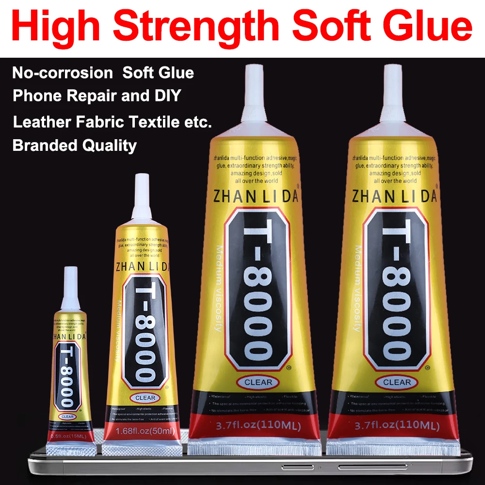 Cola transparente t8000 para reparo de celular, strass, joias, contas de pérola, diamante, artesanato, fone de ouvido, adesivo preto zhanlida bond