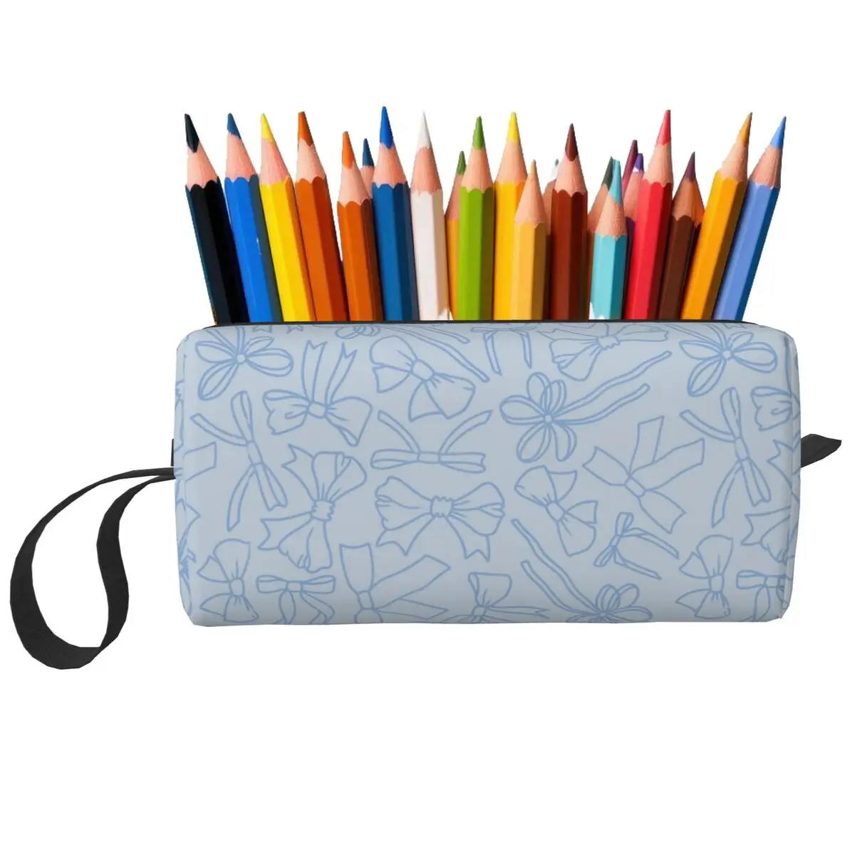 Bule Bow Federmäppchen mit Cartoon-Muster für Studenten, Schule, Stiftbox, Bleistiftbeutel, Schreibwaren, Reise, Damen, Organizer-Tasche