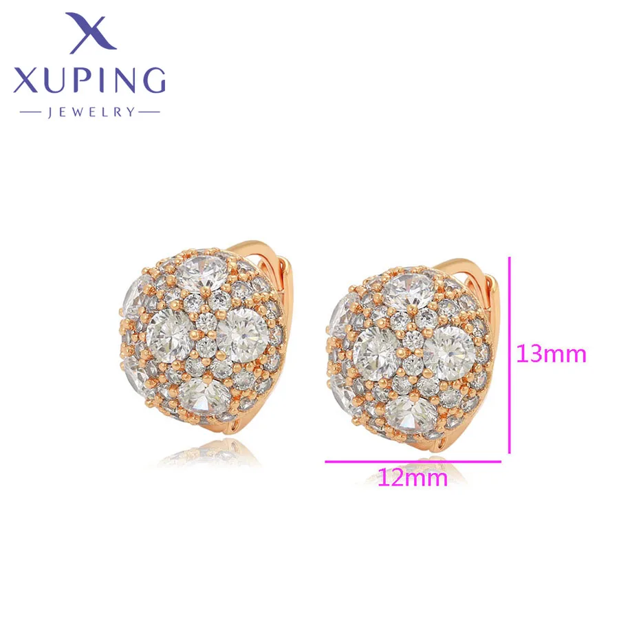 Xuping Jewelry Trendy Newly Charm Hoop Earrings White Stone with Gold Color Earring for Women Jewellery Gift X000795547