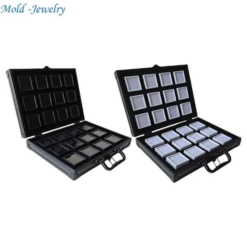 

69HB 24 Pieces Insert Sturdy Aluminium Alloy Jewelry Storage Box Portable Designs