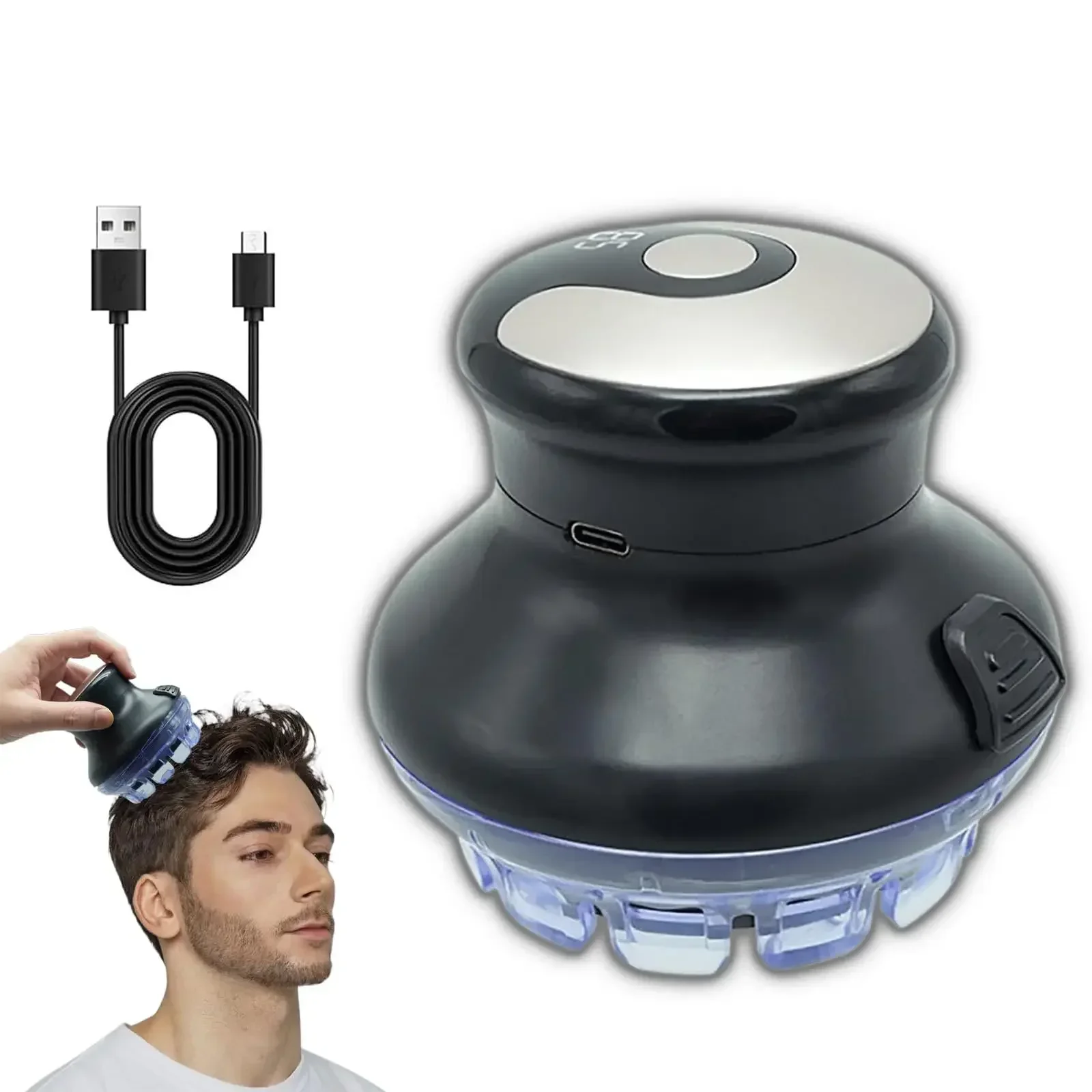 TINSOL Herren-Haarschneider mit automatischer Funktion, elektrischer digitaler Haarschneider, einstellbare Länge von 3–12 mm, DIY-Haarschnitt-Set. – Detail 1