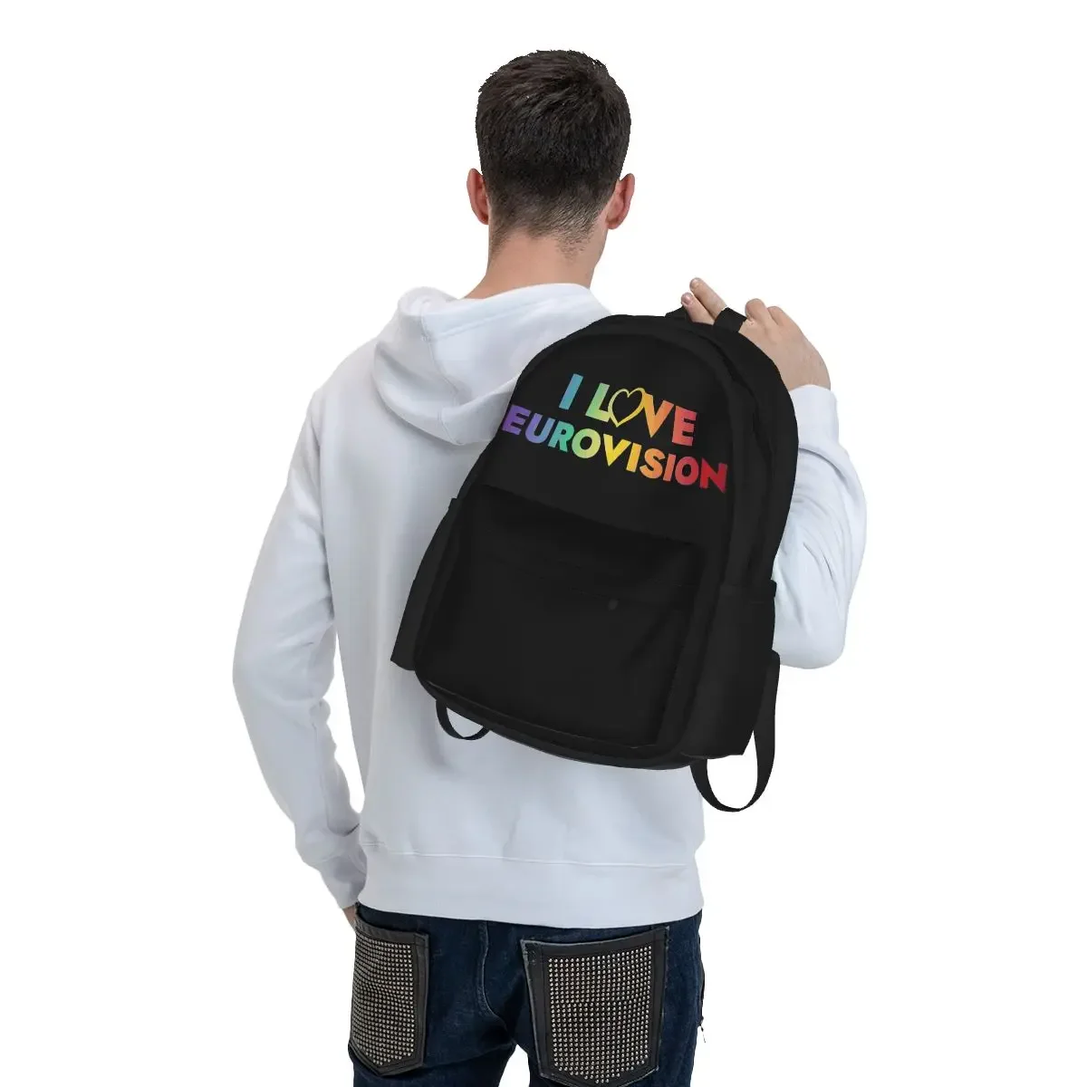 Sac à dos I Love Eurovision pour garçons et filles, cartable pour étudiants, sac à dos de dessin animé pour enfants, sac à dos de voyage initié