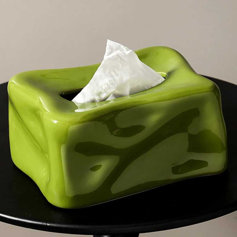 Light Olive Green Ceramic Tissue Box, Bathroom Tissue Box, Household Living Room, Coffee Table, Desktop Ornaments, Home Decor