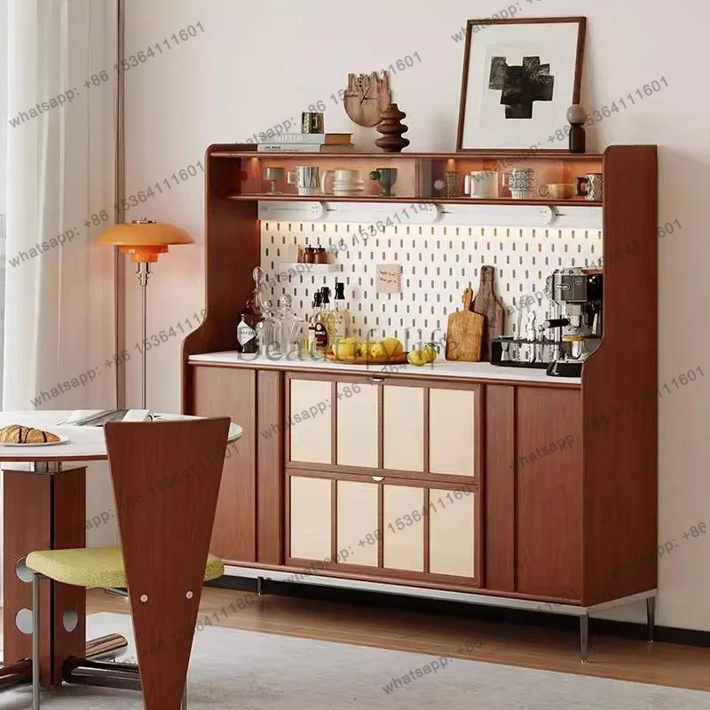 

Средневековый пристенный буфет из массива дерева для столовой и гостиной, многофункциональный ретро-шкаф для хранения кофе и мелочей