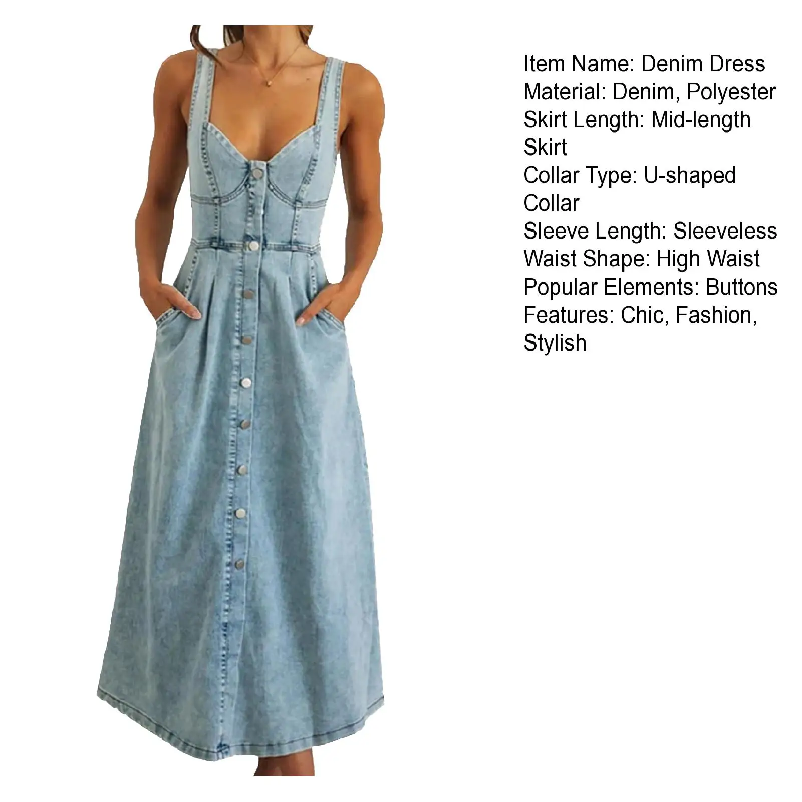 Women's 2023 Korean Fashion Summer Sleeveless Dress Women Stylish Casual Beach Tanks Vestido Denim Blue Party Sundress Sarafans