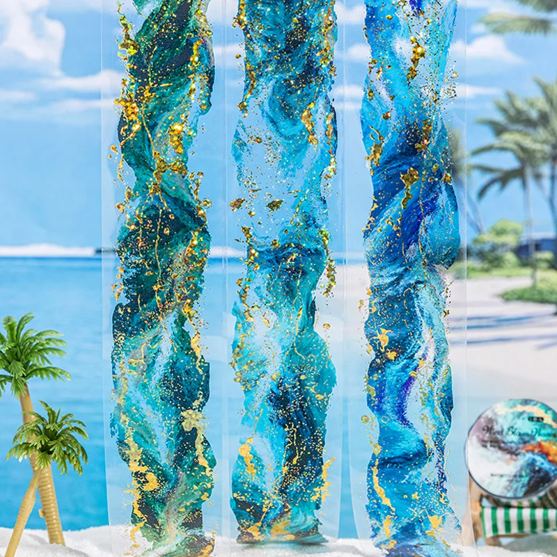 1 rollo de cinta holográfica de estampado en caliente con ondas coloridas para mascotas para álbum de recortes, bricolaje, Collage, funda de teléfono, decoración de cuaderno