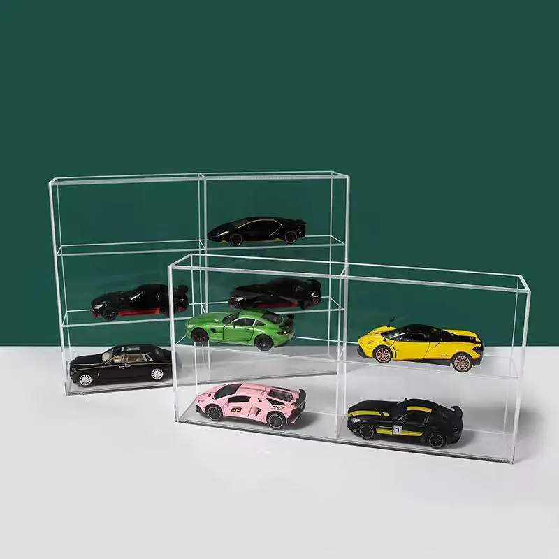Completely Clear Acrylic Display Cabinet With Pull-Out Lid 4/6/8 Grid Installation Free Acrylic Display Case For 1/32 Car Models