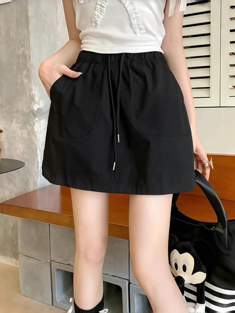 

Юбка-трапеция для полных женщин, повседневная, летняя, с высокой талией, скрывающая живот, с эффектом похудения, на запах