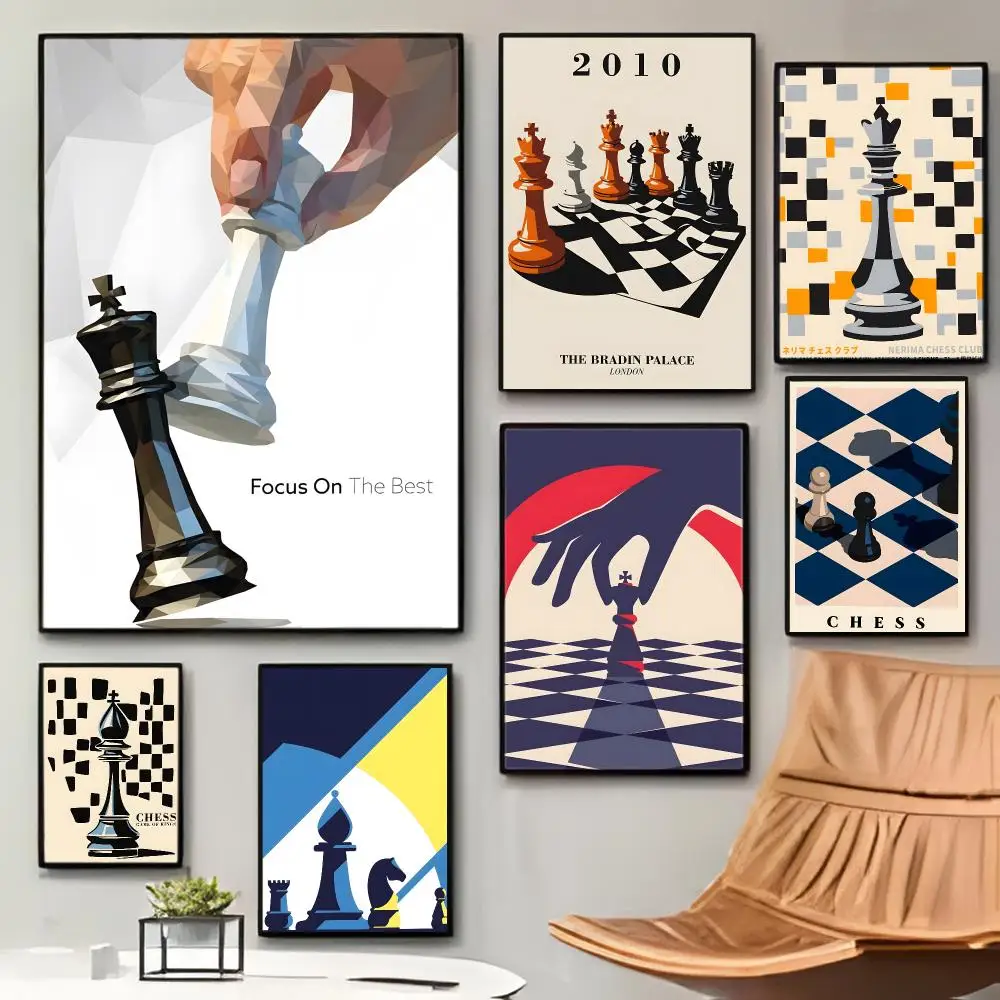 Retro Game Theme Vintage International Chess Poster Premium Living Space Decorative Art & Stylish Home Decor