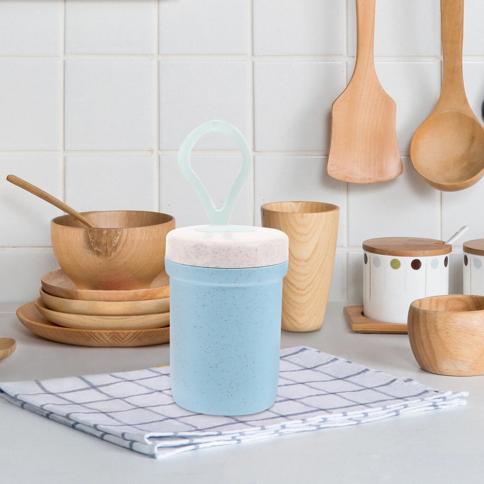 

2Pcs Portable Breakfast Cups 450ml Blue Pink Oats Containers Reusable PP Material Wide Mouth Anti Leak Household Outdoor
