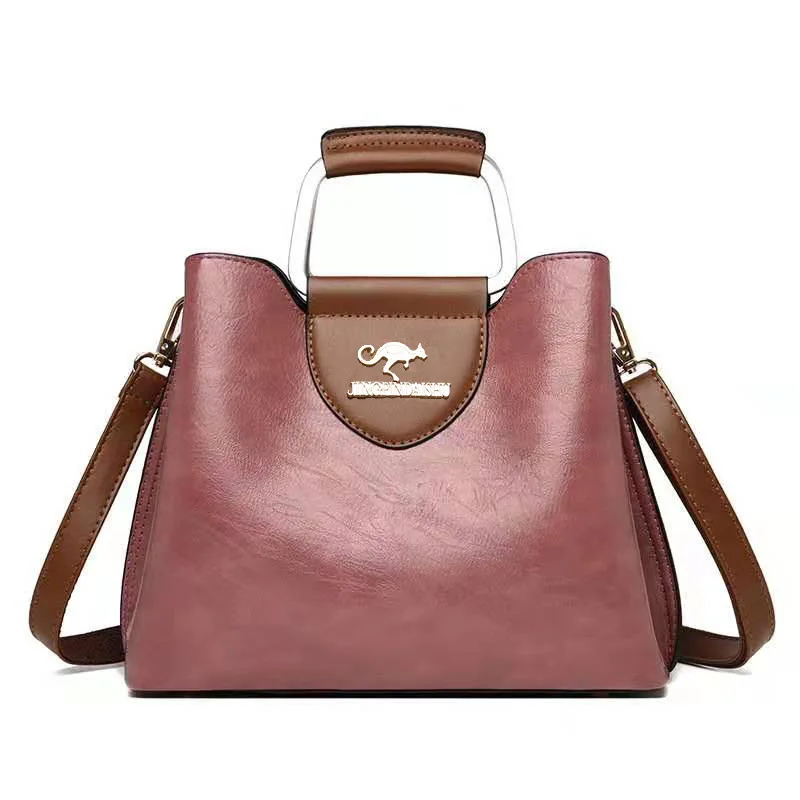 Bolso de hombro para mujer, bolso de cuero Vintage, bolso de gran capacidad, bolso de hombro inclinado, bolso de mamá