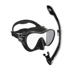 Cressi F1 Snorkeling Set Diving Mask Dry Snorkel Framless Shiny Silicone Scuba for Adults