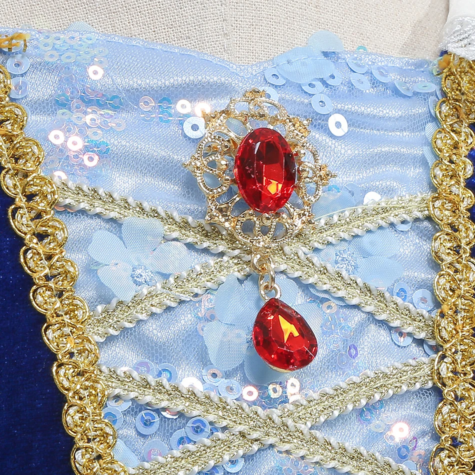 فستان الهالوين سنو وايت للفتيات فاخر من الدانتيل بأكمام منتفخة فستان حكاية خرافية زي تنكري لحفلات أعياد الميلاد ملابس رسمية