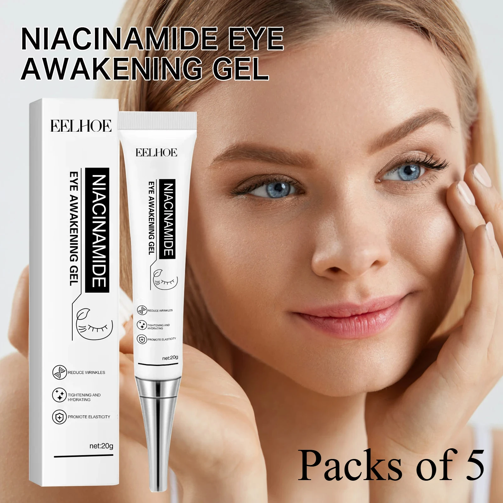 5Pcs Nicotinamide Eye Cream Gel Smooth Fine Lines Fade Dark Circles Firm & Lift The Skin Moisturize Anti Wrinkle Care Eye Cream